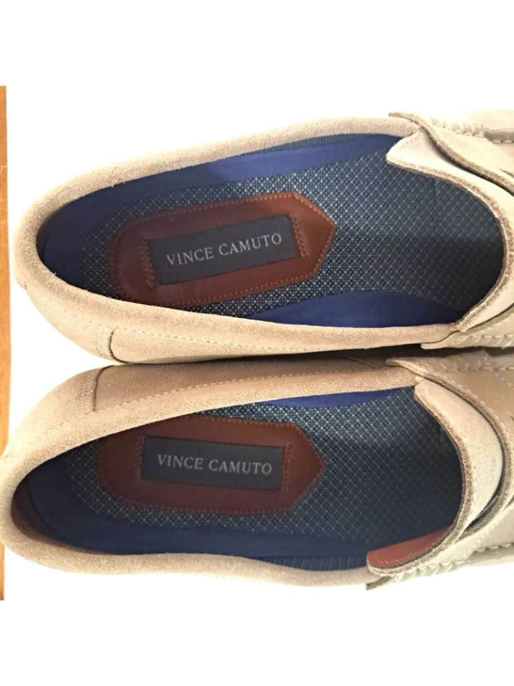 Vince Camuto Men's 10M Kedron Beige Suede Loafers New No Box